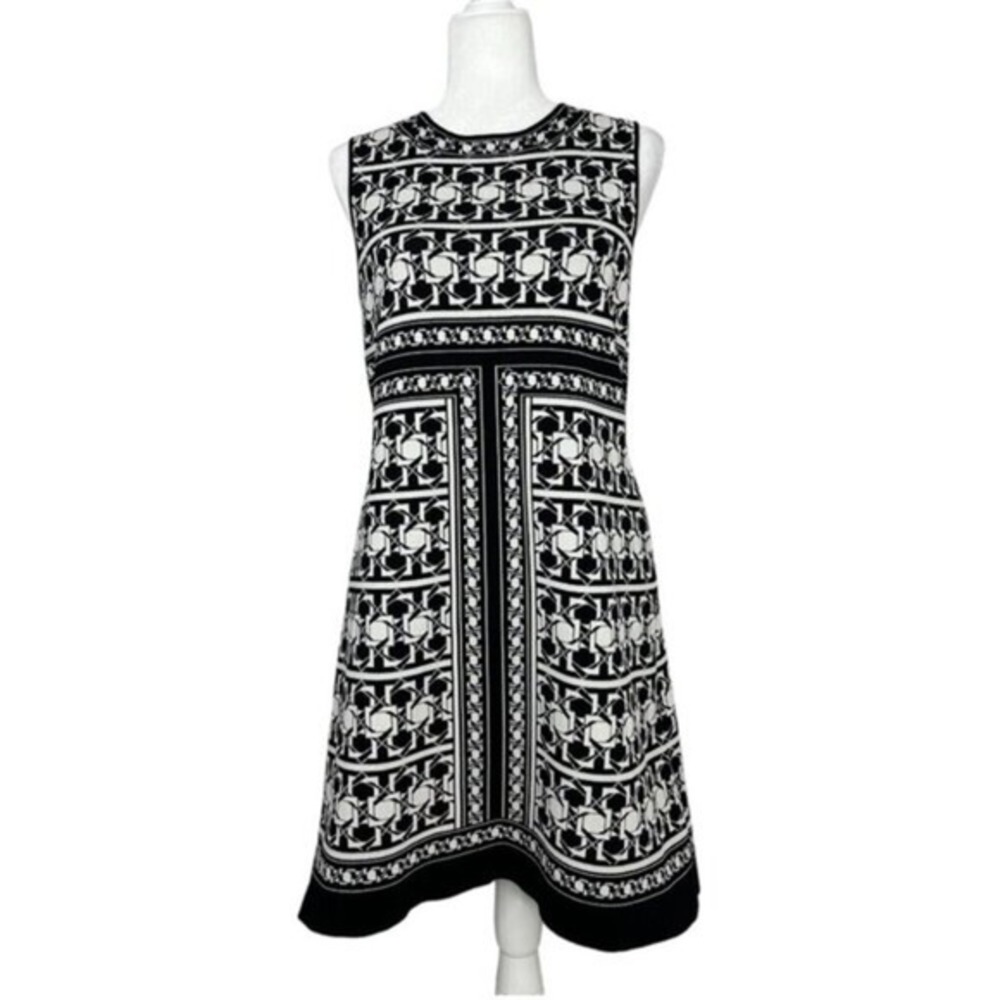 Ted Baker London Jammiea Black White Geometric Tile Knit Sheath‎ Dress 2/US 4